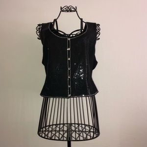 St. John Evening Shimmer Button Up Top